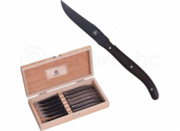Laguiole Tradition Laguiole Steakmesser-Set 6 tlg. Schwarze Klinge/Wengegriff