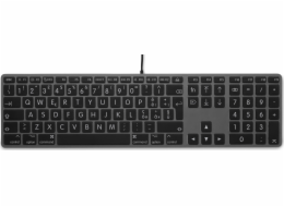 Klávesnice LMP Large Font USB Keyboard 110 kláves drátová USB klávesnice s 2x USB a hliníkovým horním krytem - italská - vesmírně šedá