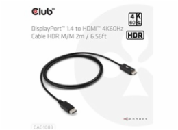 Club3D Adaptér aktivní DisplayPort 1.4 na HDMI HDR (M/M), 2m