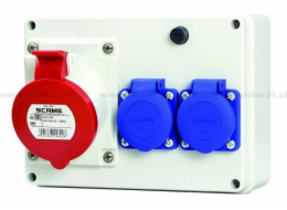 Scame Rozváděč pro povrchovou montáž 1x16A/5P 2x230V IP44 E-Box Scame 686.122 šedý