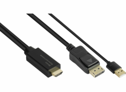 AV adaptér Alcasa Kabelový adaptér Alcasa HDMI-DP020 2 m HDMI Typ A (standardní) DisplayPort černý