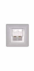 Zásuvka UTP 2x RJ45 Cat6, duální svorkovnice, pod omítku