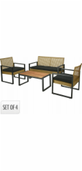 Sada kovového zahradního nábytku 4 ks polyratan, akát KO-VN3000210