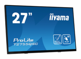iiyama ProLite T2755QSC-B1 - LED monitor - 27" - dotykový displej - 2560 x 1440 WQHD @ 75 Hz - IPS - 400 cd/m2 - 1000:1 - 5 ms - HDMI, DisplayPort - reproduktory - matná čerň