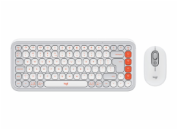 Logitech POP Icon Combo - Klávesnice a sada myši - bezdrátový - Bluetooth LE - QWERTY - US mezinárodní - bělavá, oranžová
