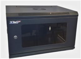 LEXI-Net 19" nástěnný rozvaděč 9U 600x450, nosnost 60 kg, skleněné dveře, rozložený, černý