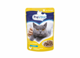 PREVITAL Cat Food Mix chutí Kuře, Telecí, Losos v omáčce - mokré krmivo pro kočky - 12 x 100g