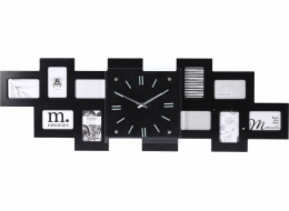 Home Styling Collection Nástěnné hodiny s 10 černými fotorámečky, 80 x 4 x 26 cm