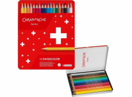 Pastelky Caran d`Arche Swisscolor Aquarelle, s akvarelovým efektem, šestiúhelníkové, 18 ks, mix barev
