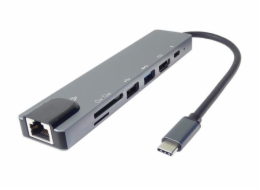PremiumCord Adaptér USB-C na HDMI + USB3.0 + USB2.0 + PD + SD/TF + RJ45