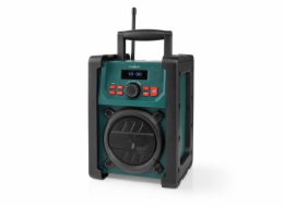 NEDIS digitální pracovní rádio/ stolní/ výkon 15W/ DAB+/ FM/ Bluetooth/ IP65/ napájení z baterie/síťové/ černo-zelené