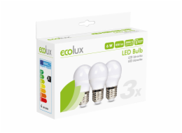 ECOLUX LED žárovka Ecolux 3-pack , miniglobe, 6W, E27, 3000K, 450lm, 3ks
