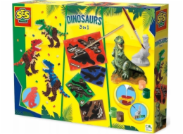 SES Sádrový odlitek 3v1 Dinosaurus, korálky, stírací hra