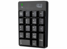 Adesso WKB-6010UB/ bezdrátová numerická klávesnice 2,4GHz/ odolná proti polití tekutinou/ USB/ černá