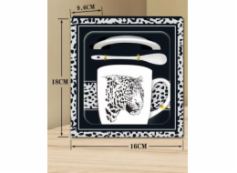 Hrnek s podšálkem a lžičkou DIVOKÁ ZVÍŘATA 9x8,5 cm
