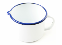 Hrnek smalt s výlevkou 1 l RETRO (modrý lem)