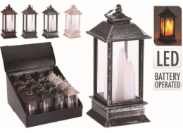 Lucerna vánoční 13 cm 3 LED svíčky mix 4 druhů