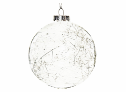 Ozdoba Vánoční baňka bílá praskaná 8 cm