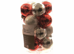 Ozdoba vánoční koule 16 ks / 3,5 cm červenobílá