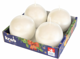 Svíčka&nbsp;adventní&nbsp;koule&nbsp;60&nbsp;mm&nbsp;-&nbsp;metalická&nbsp;bílá&nbsp;perleť&nbsp;4&nbsp;ks