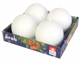 Svíčka adventní koule bílá 4 ks