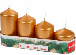 Svíčka adventní schody - metalická zlatá 4ks