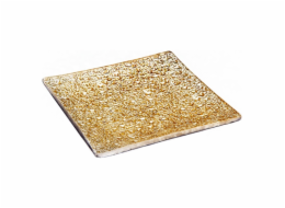 Tácek na svíčku zlatý 12x12x1 cm sklo