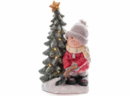 Dekorace Vánoční chlapeček u stromečku 32x28x55 cm / 25 LED