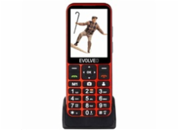 EVOLVEO EasyPhone LT, mobilní telefon pro seniory s nabíjecím stojánkem (červená barva)