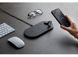 Epico Wireless Charging Base 3in1 černá PU kůže- space grey základna