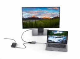 Dell - Video adaptér - 24 pin USB-C s piny (male) do HDMI, DisplayPort, USB-C (pouze napájení) se zdířkami (female) - 18 cm - podporuje 4K, průchozí napájení