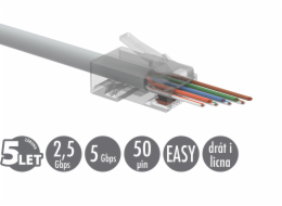 Univerzální EASY konektor RJ45 CAT6 UTP 8p8c na drát i licnu SXRJ45-6-UTP-EASY