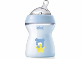 Chicco CHICCO_NaturalFeeling Plastová láhev 250ml se silikonovou dudlíkem střední průtok 2m+ Modrá