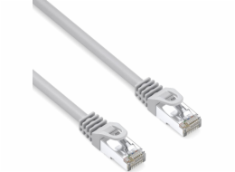 Lsoh S/FTP patch kabel, Cat.6a, RJ45 M - RJ45 M, 10 m, dvojité stínění, LSOH, šedý, 10 Gb/s ekonomický