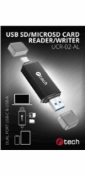 C-TECH čtečka karet UCR-02-AL, USB 3.0 TYPE A/ TYPE C, SD/micro SD