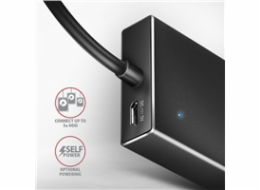 AXAGON HUE-F7A, 7x USB 3.2 Gen 1 ALU FLAT CHARGING hub, micro USB napájecí konektor, kabel USB-A 1m