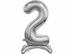 GoDan Number 2 fóliový balónek, stříbrný - 74 cm, univerzální