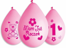 Gemar Balónky s potiskem Je mi již rok, růžové - 30 cm - 5 ks univerzální