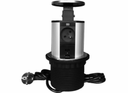 IN Výsuvná lišta 2str.,3 zásuvky + 2 USB