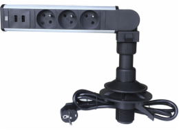 IN Otočná lišta, 3 zásuvky + 2 USB