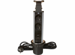 IN Výsuvná lišta, 2 zásuvky + 2 USB