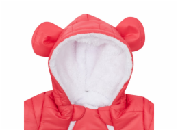 Zimní kojenecká kombinéza s kapucí a oušky New Baby Pumi red raspberry