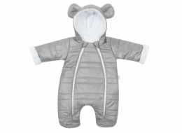 Zimní kojenecká kombinéza s kapucí a oušky New Baby Pumi grey