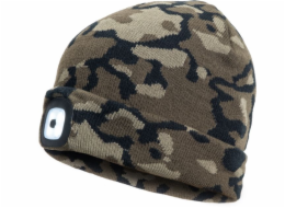 Čepice s čelovkou LED maskáčová (USB nabíjení)