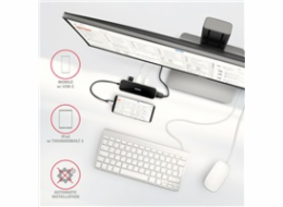 AXAGON HMC-6H4A, USB 3.2 Gen 1 hub, porty 4x USB-A, HDMI 4k/30Hz, PD 100W, kabel USB-C 20cm
