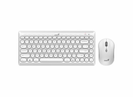 GENIUS set klávesnice s myší LuxeMate Q8000 White/ Bezdrátový set 2,4GHz mini receiver/ USB/ bílá/ retro design/ CZ+SK l