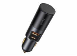 Baseus Share Together Rychlonabíječka do auta s rozšiřujícím portem pro zapalovač, 2x USB, 120 W (šedá)