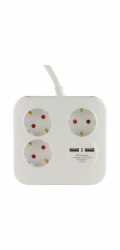 REV PowerQuad 3-fold 2x USB white Multiple Socket Outlet