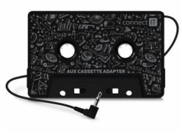 CONNECT IT AUX kazetový adaptér, 3,5 mm jack, ČERNÁ