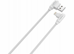 MAXXIMUS KABEL MX CORNER FAST CHARGE LIGHTNING USB kabel 2,4A / 1m, BÍLÝ / BÍLÝ, ÚHLOUB.